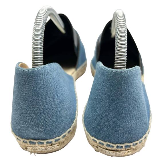 JIMMY CHOO Dreya Denim Leather D'Orsay Espadrille Flats EU 40 US 10 Blue Shoes - Picture 5 of 11